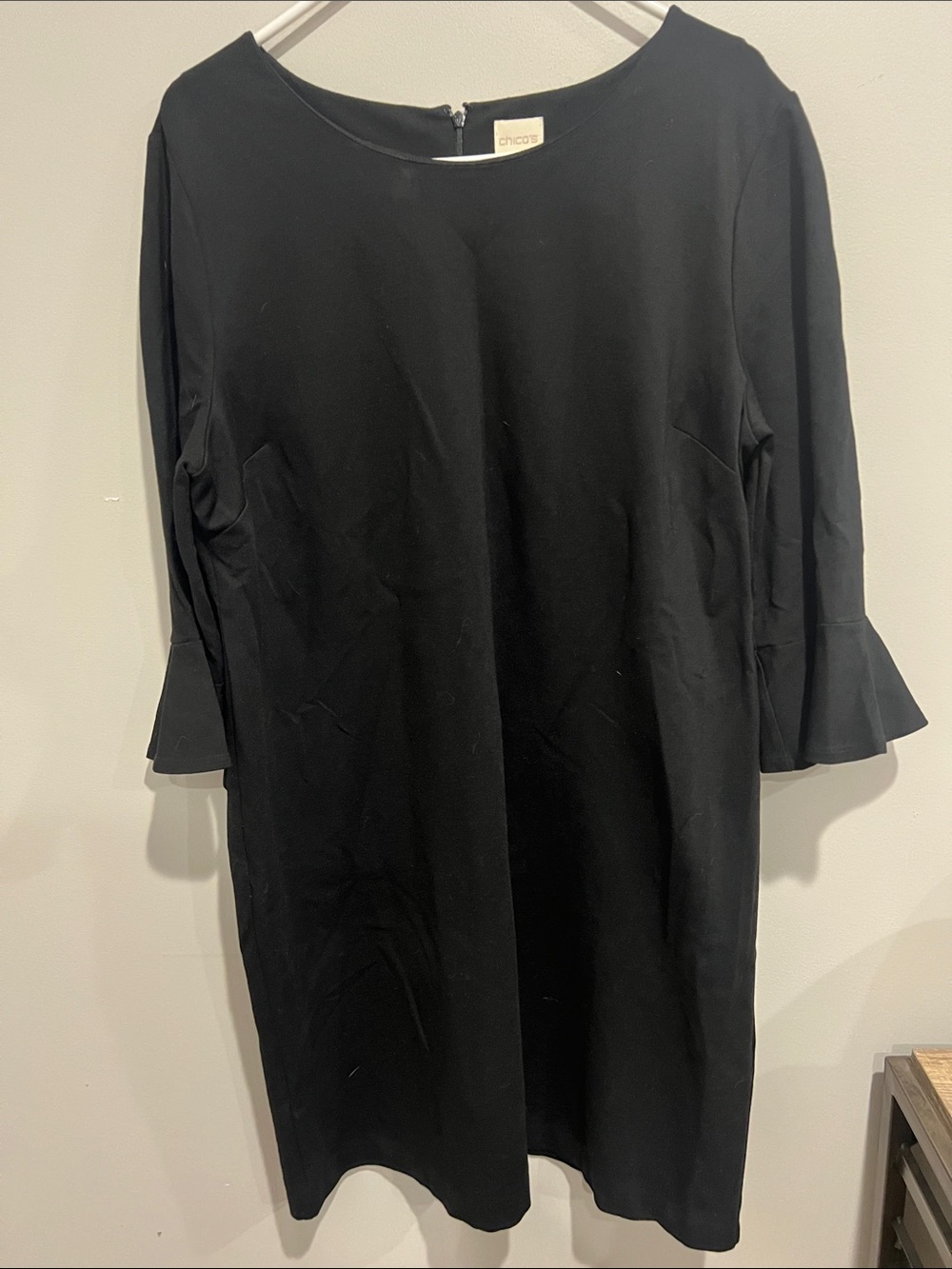 Chico's Black Long-Sleeve Shift Dress with Fluted Cuffs chicos 3. women’s 16